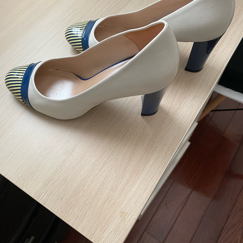 Elegant White and Blue Women's Heels